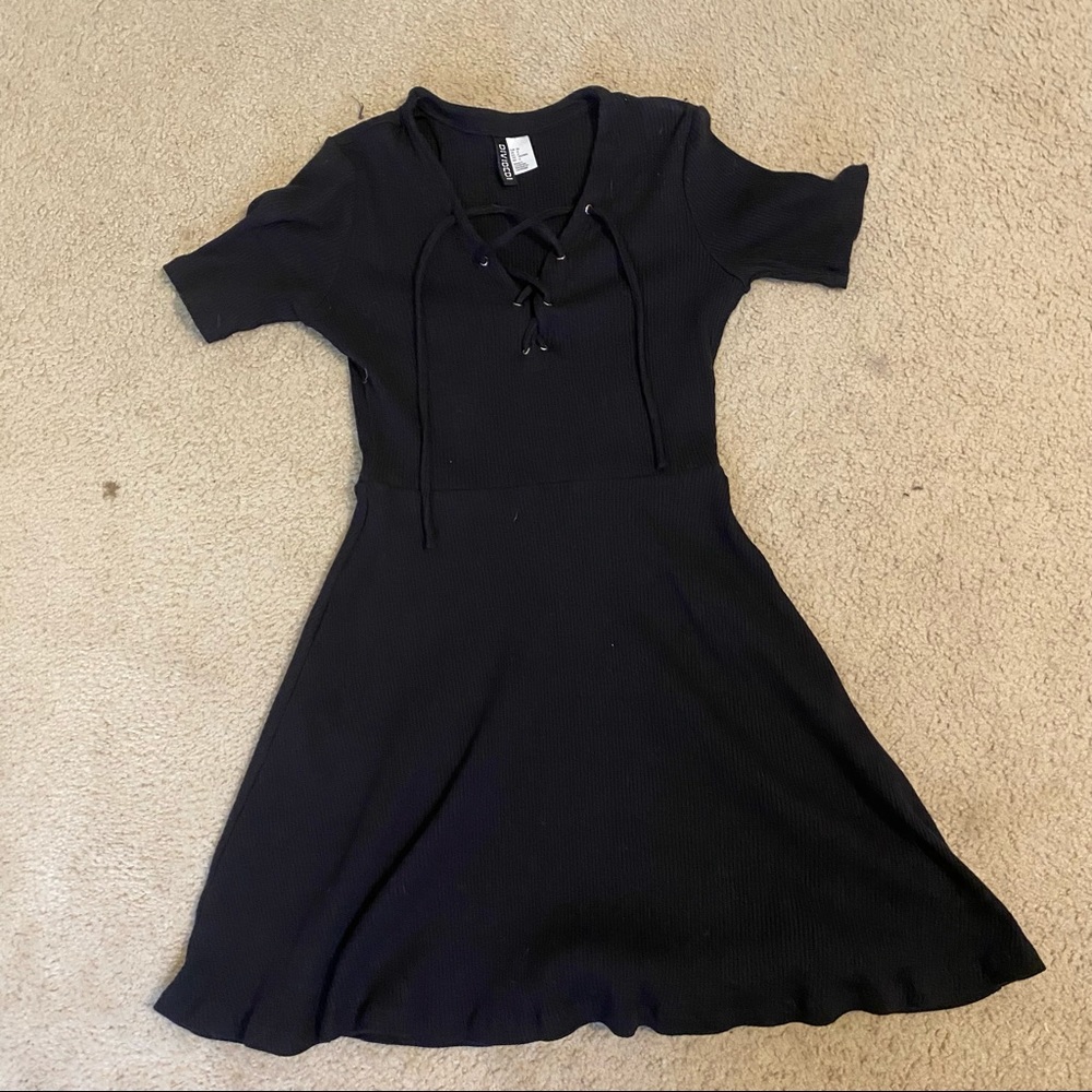 H&M Ribbed lace up skater dress